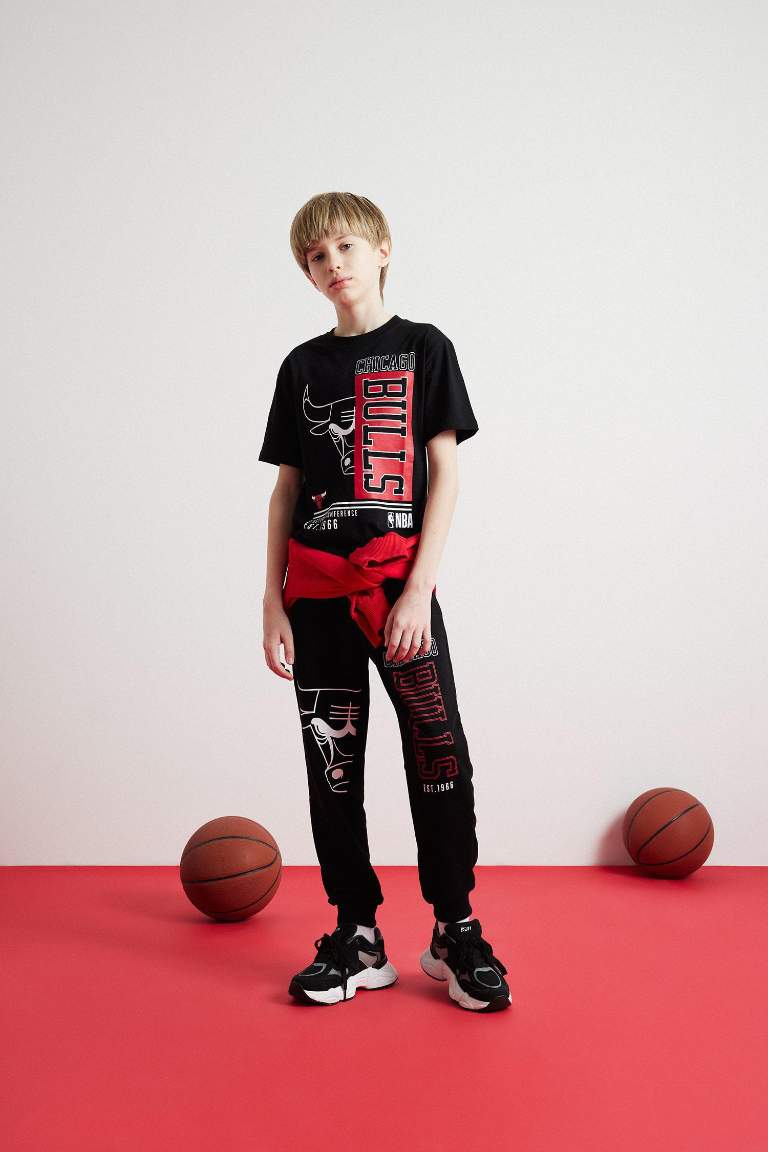 Erkek Çocuk NBA Chicago Bulls Beli Paçası Lastikli Cepli Eşofman Altı