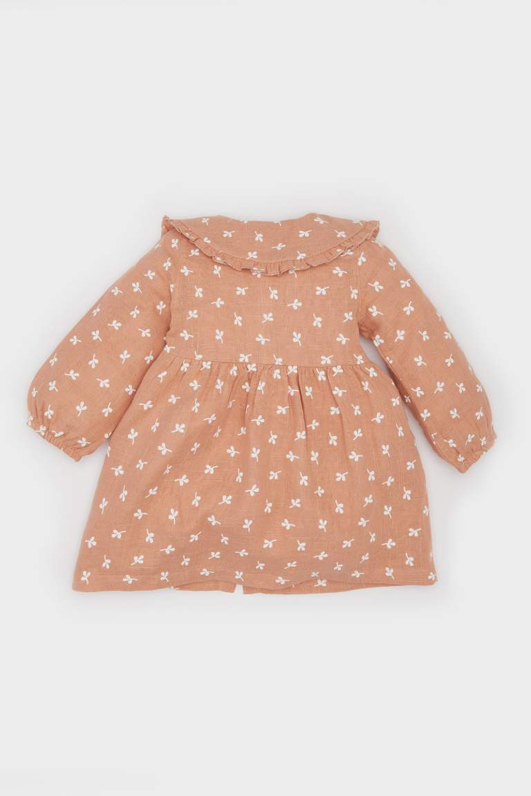 Robe en mousseline fleurie à manches longues pour bébé fille