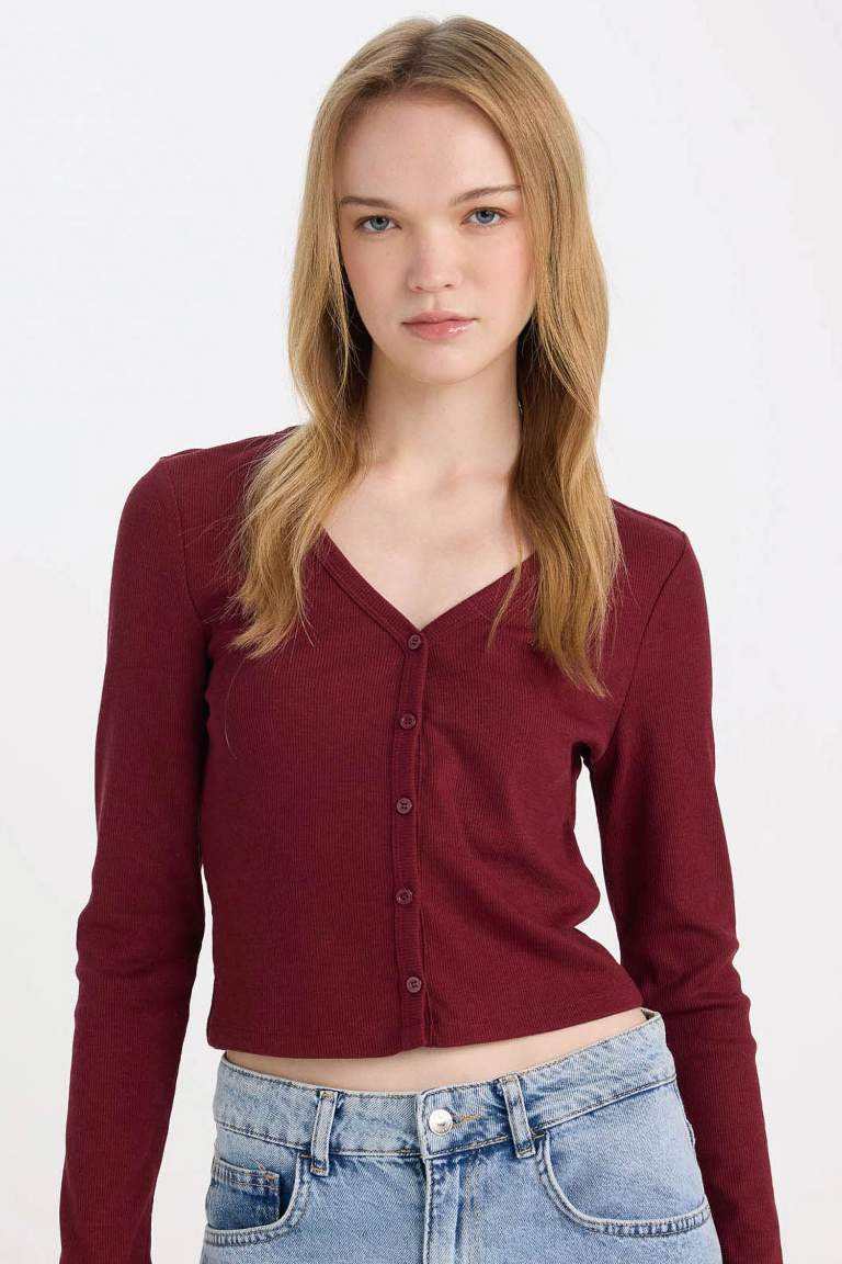 Cardigan Slim basique à col en V