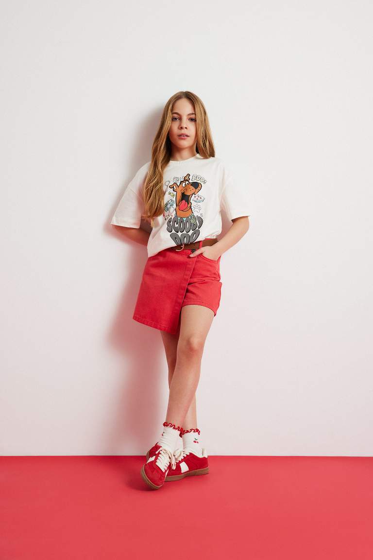 Girl Red Gabardine Skort