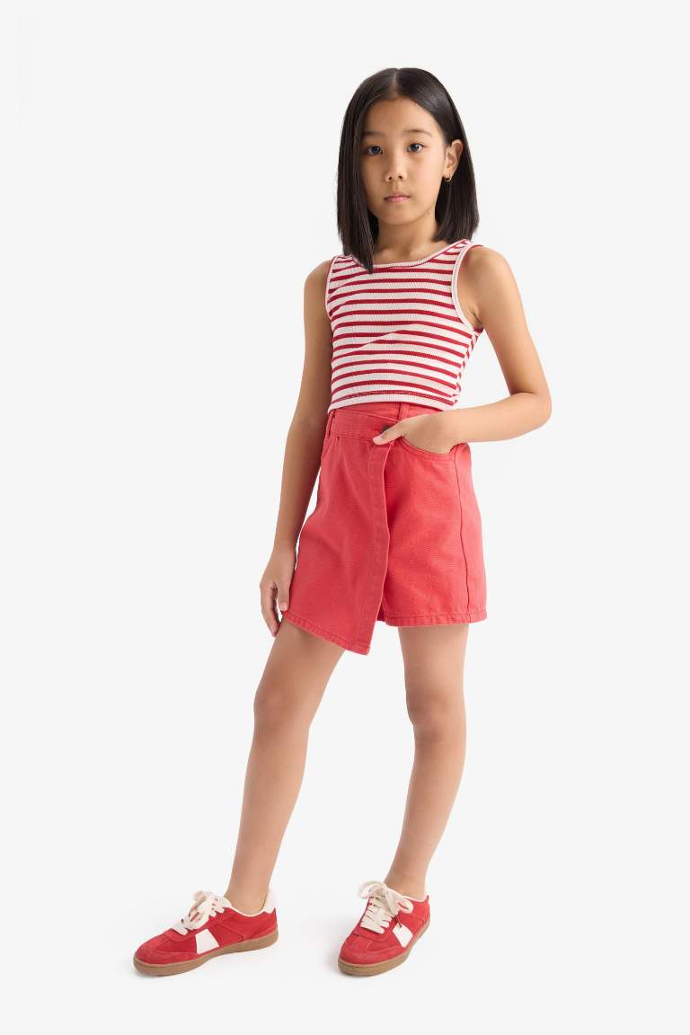 Girl Red Gabardine Skort