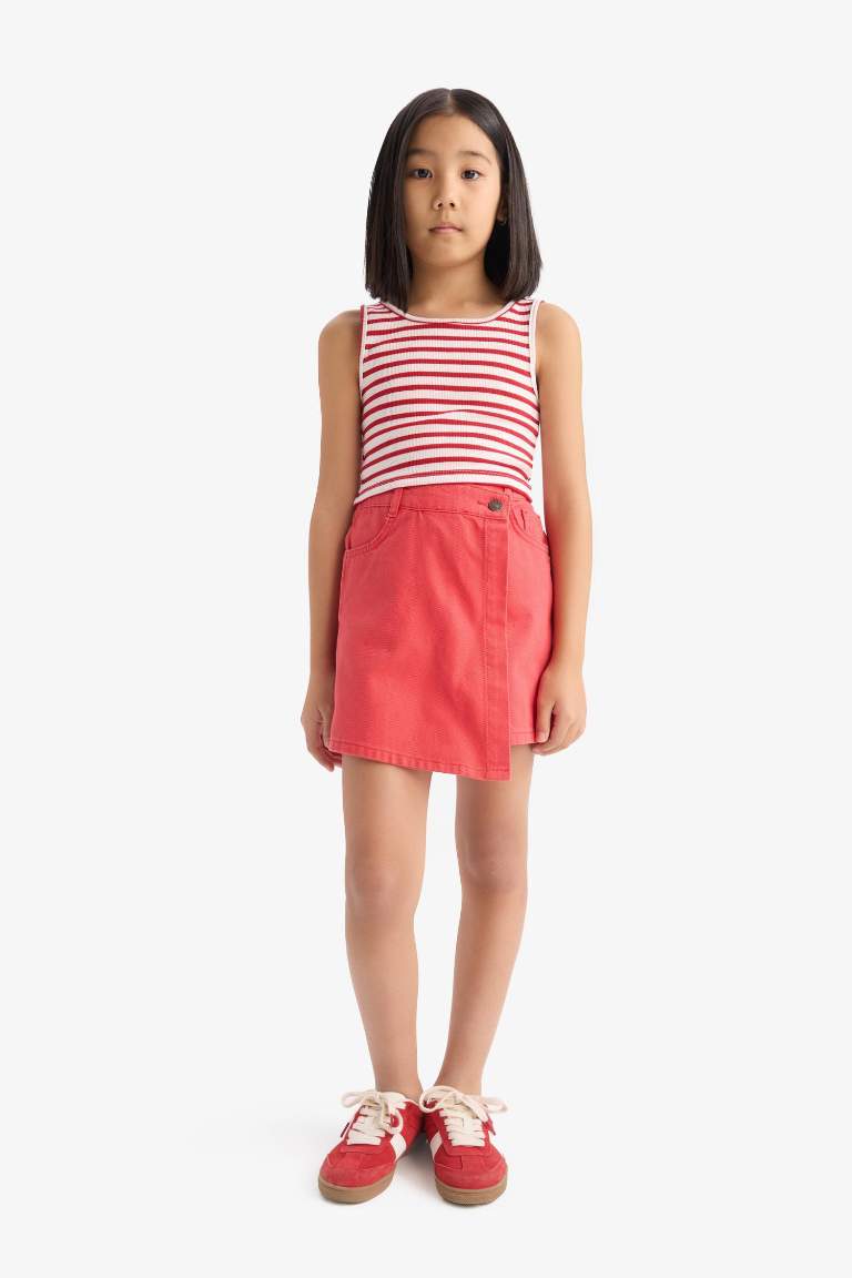 Girl Red Gabardine Skort