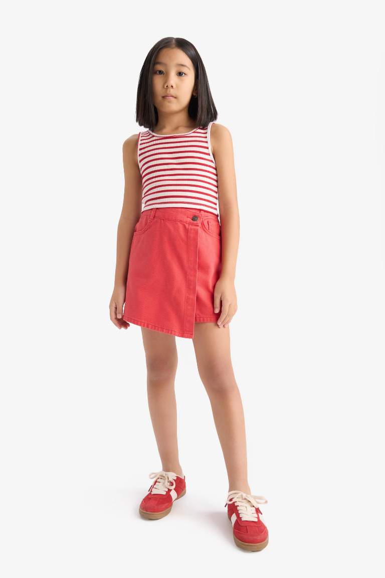 Girl Red Gabardine Skort