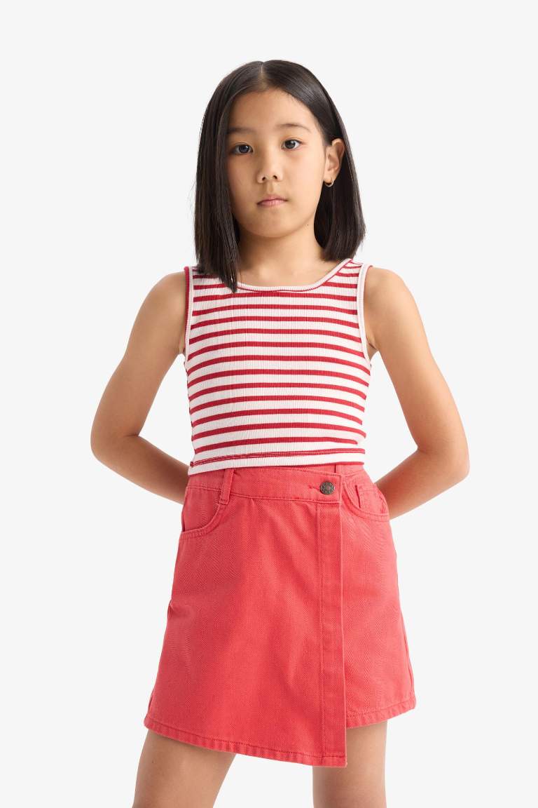 Girl Red Gabardine Skort