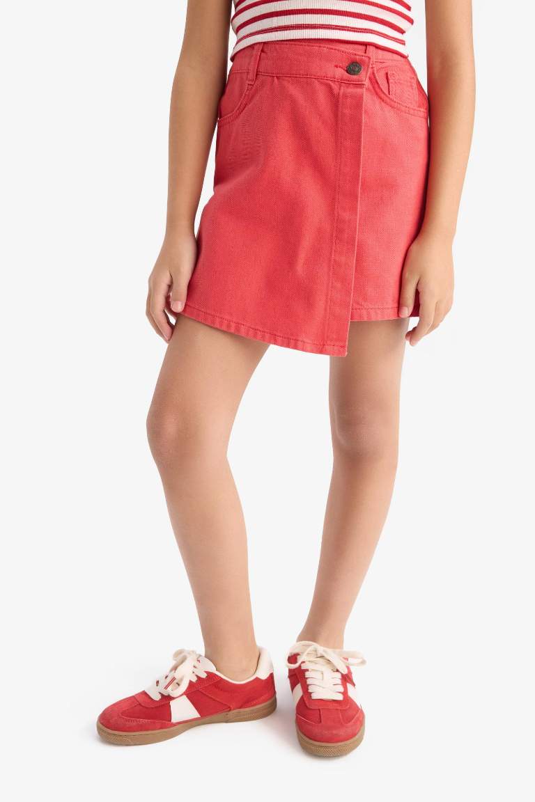 Girl Red Gabardine Skort