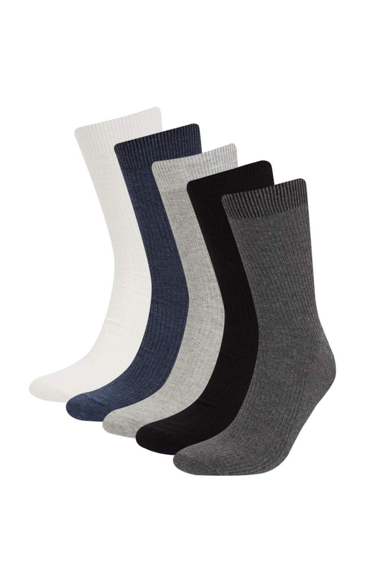 Man Comfortable Elastic 5 Piece Long Cotton Socks