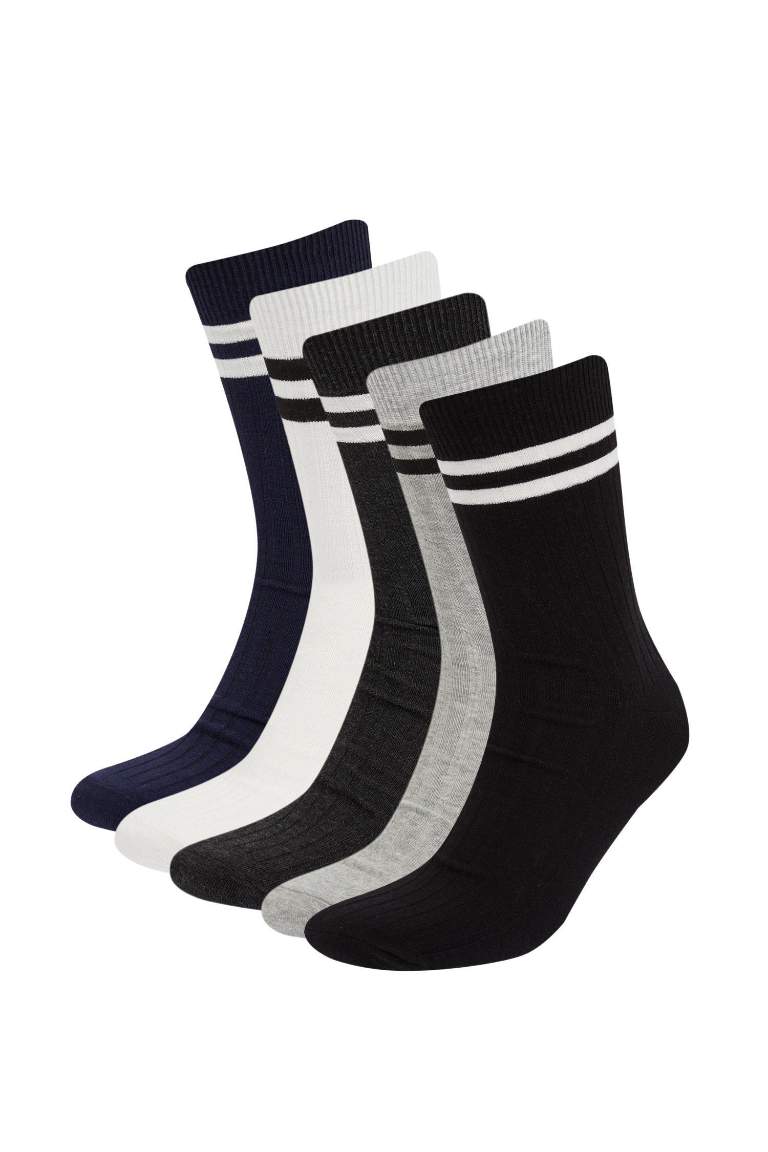 Man Comfortable Elastic 5 Piece Long Cotton Socks