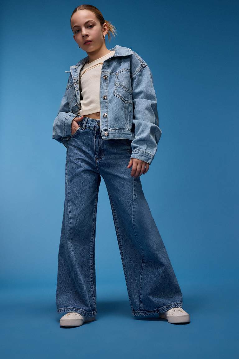 Pantalon Jean à jambes larges pour fille