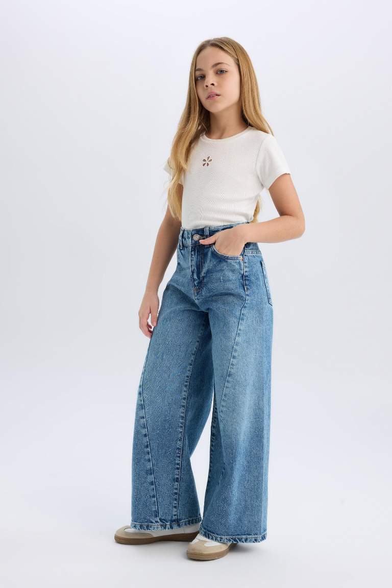 Pantalon Jean à jambes larges pour fille