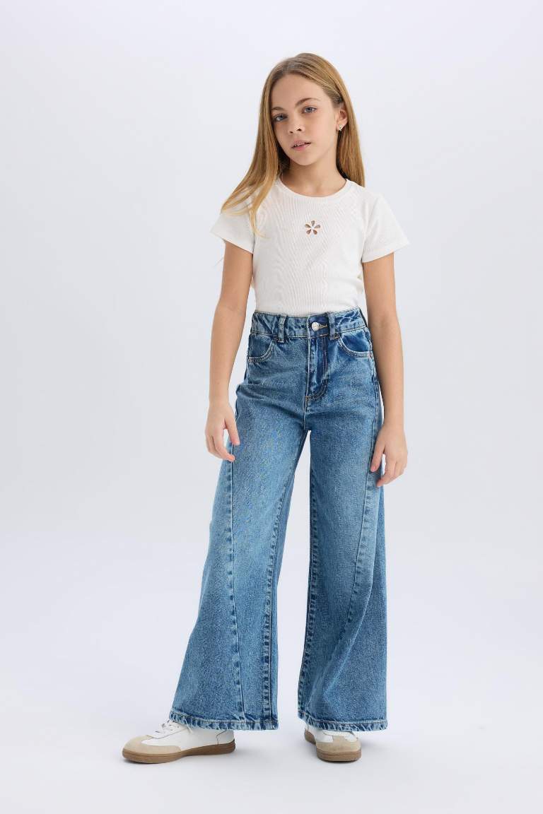 Pantalon Jean à jambes larges pour fille