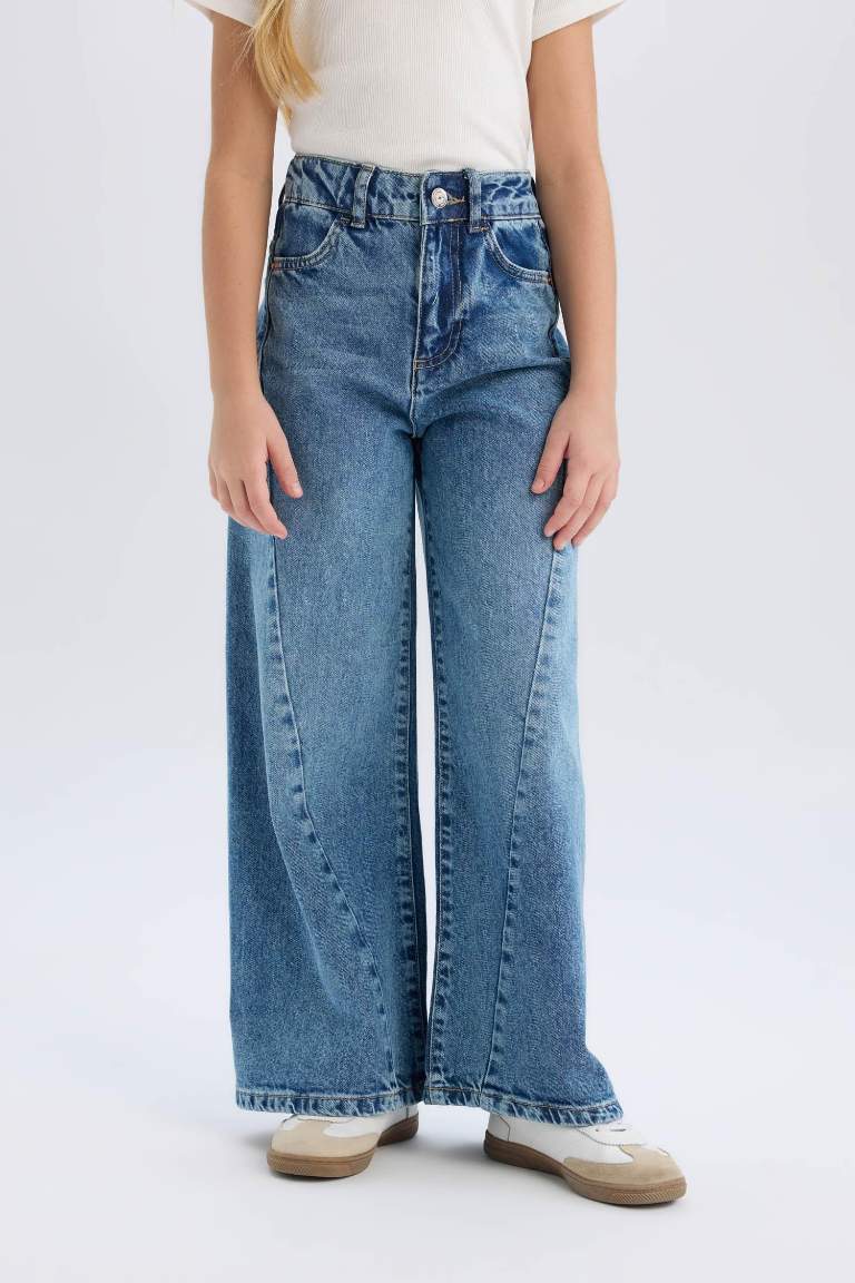 Kız Çocuk Wide Leg Geniş Bol Paça Jean Pantolon