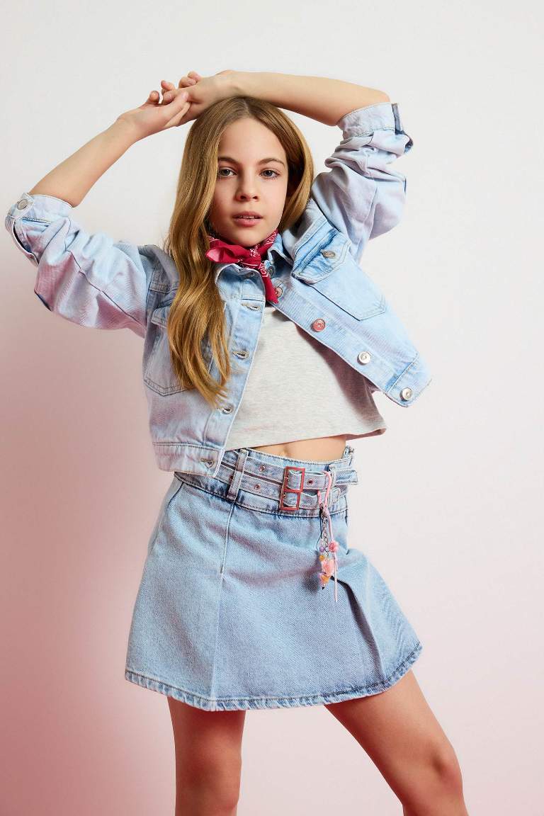 Girl Buttoned Pocket Denim Jacket