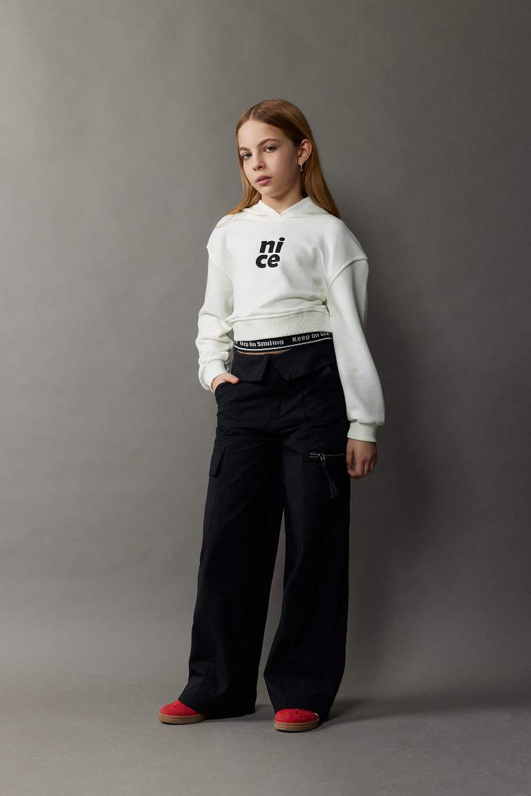 Girl Wide Leg Cotton Cargo Pants