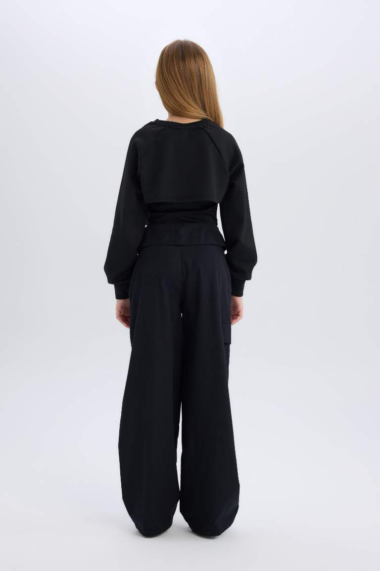 Girl Wide Leg Cotton Cargo Pants