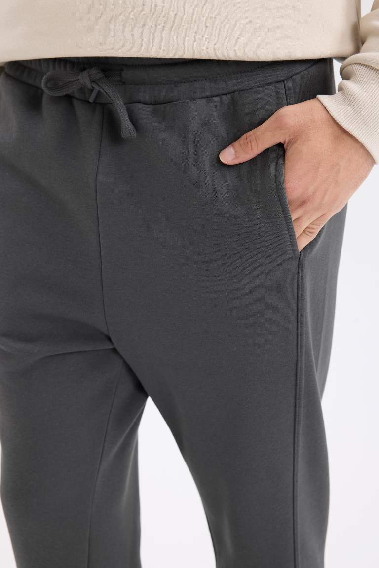 Regular Fit Elastic Waist Basic Straight Leg Sweatpants