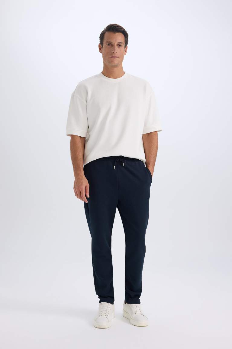 Eşofman Altı Twill Slim Fit Dar Kesim Beli Bağcıklı Cepli Düz Paça