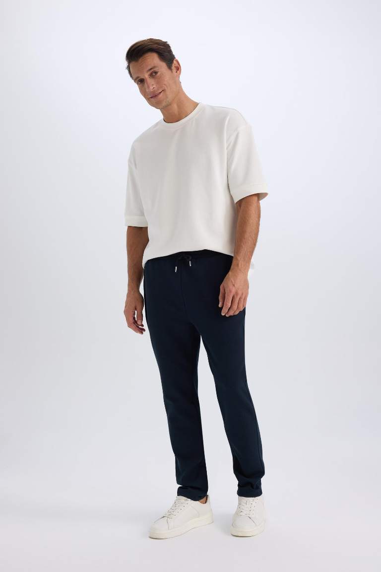 Eşofman Altı Twill Slim Fit Dar Kesim Beli Bağcıklı Cepli Düz Paça