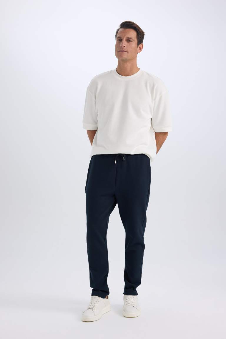 Eşofman Altı Twill Slim Fit Dar Kesim Beli Bağcıklı Cepli Düz Paça