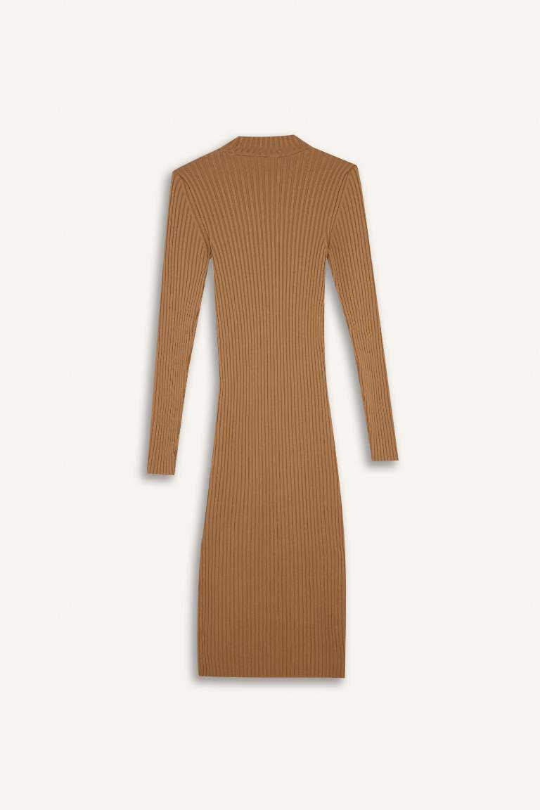 Slim Fit Half Turtleneck Ribana Dress