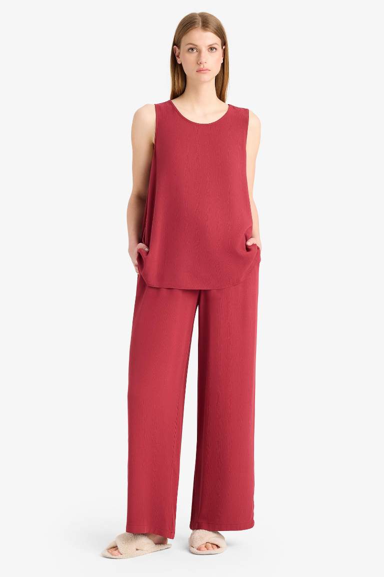 Regular Fit Beli Lastikli Bağcıklı Plaj Pantolonu-Fall in Love