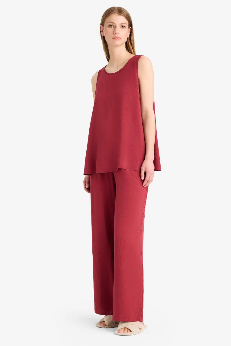 Regular Fit Beli Lastikli Bağcıklı Plaj Pantolonu-Fall in Love