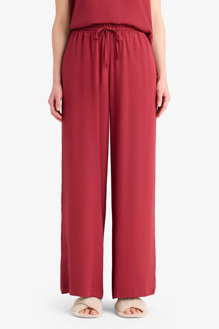 Regular Fit Beli Lastikli Bağcıklı Plaj Pantolonu-Fall in Love