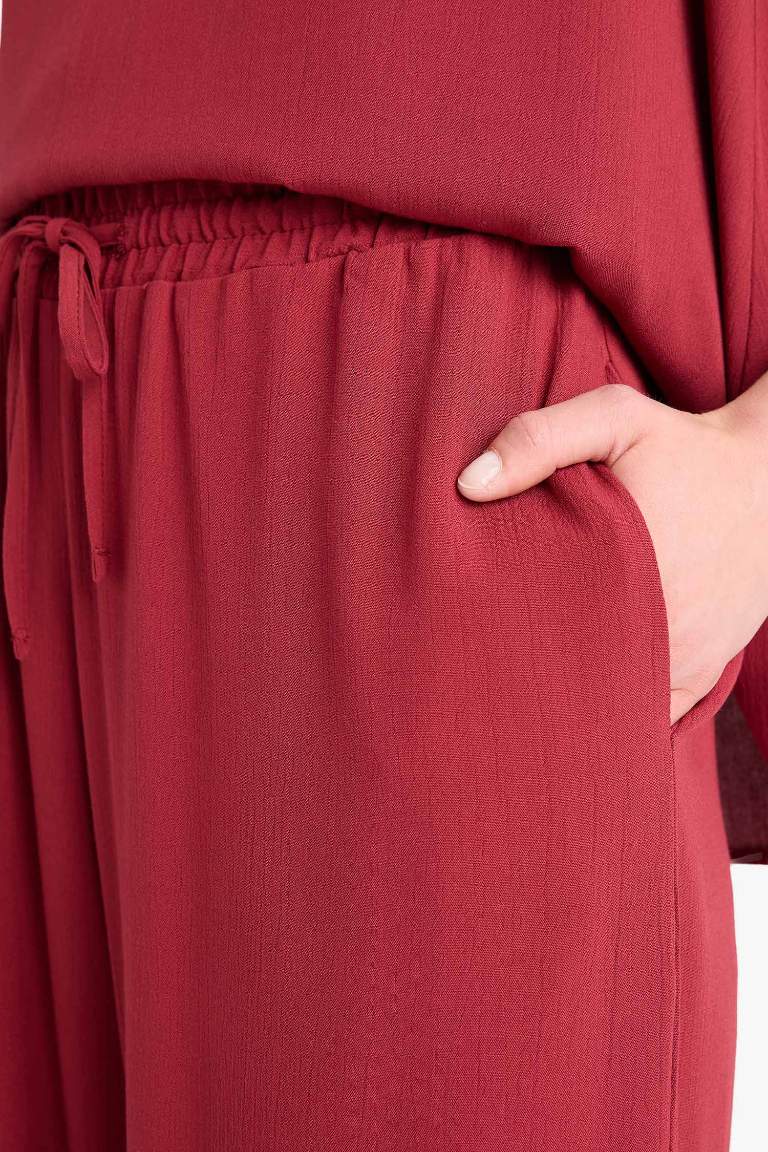 Regular Fit Beli Lastikli Bağcıklı Plaj Pantolonu-Fall in Love