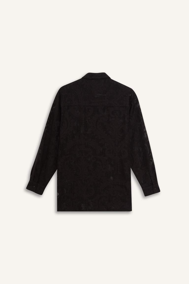 Regular Fit Dantel Detaylı Plaj Gömleği-Fall in Love