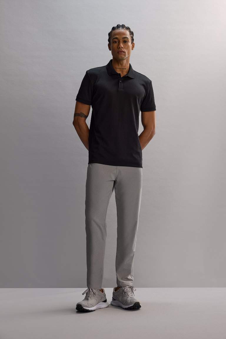 DeFactoFit Slim Fit Dar Kesim Polo Yaka Sporcu Kısa Kollu Pike Tişört