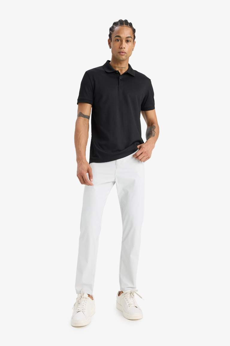 DeFactoFit Slim Fit Dar Kesim Polo Yaka Sporcu Kısa Kollu Pike Tişört