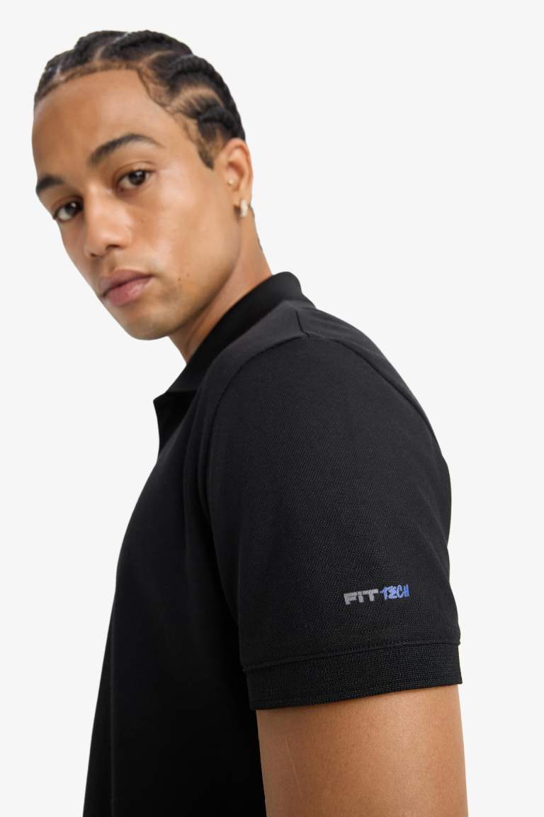 DeFactoFit Slim Fit Dar Kesim Polo Yaka Sporcu Kısa Kollu Pike Tişört