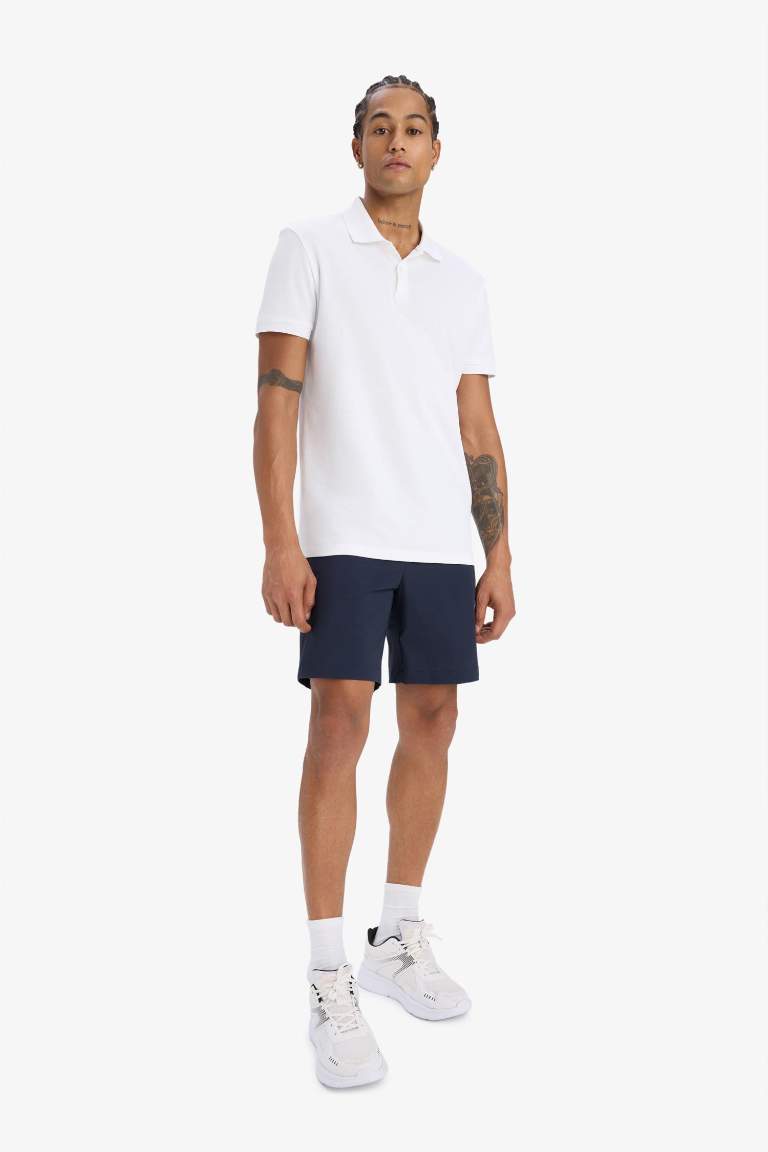 DeFactoFit Slim Fit Dar Kesim Polo Yaka Sporcu Kısa Kollu Pike Tişört