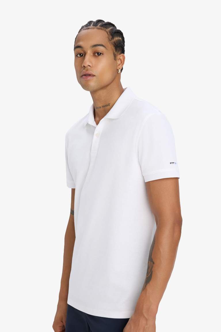 DeFactoFit Slim Fit Dar Kesim Polo Yaka Sporcu Kısa Kollu Pike Tişört
