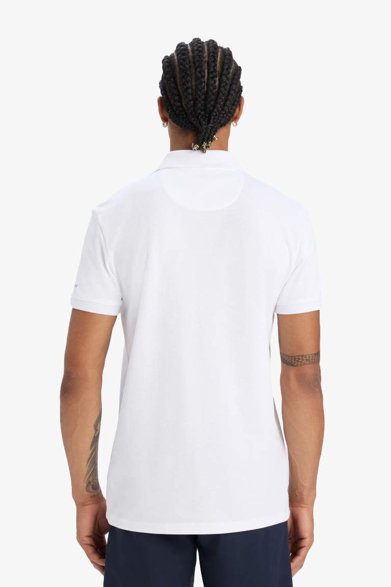 DeFactoFit Slim Fit Dar Kesim Polo Yaka Sporcu Kısa Kollu Pike Tişört