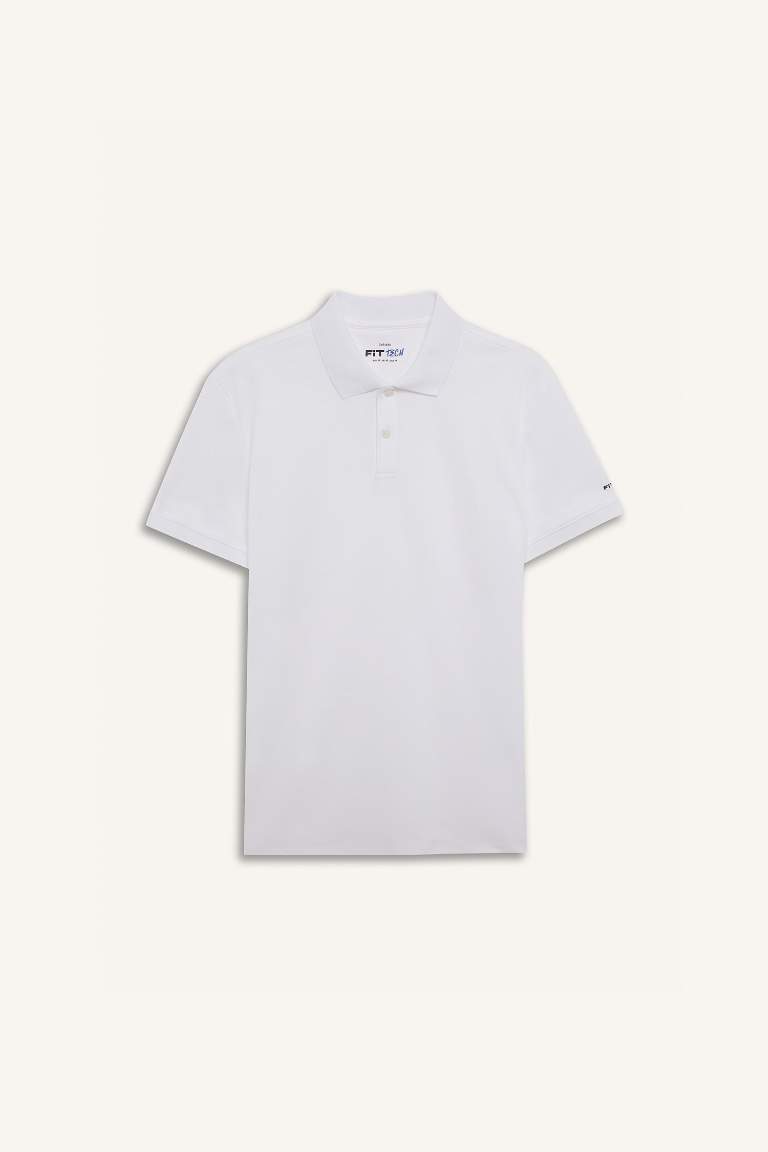 DeFactoFit Slim Fit Dar Kesim Polo Yaka Sporcu Kısa Kollu Pike Tişört
