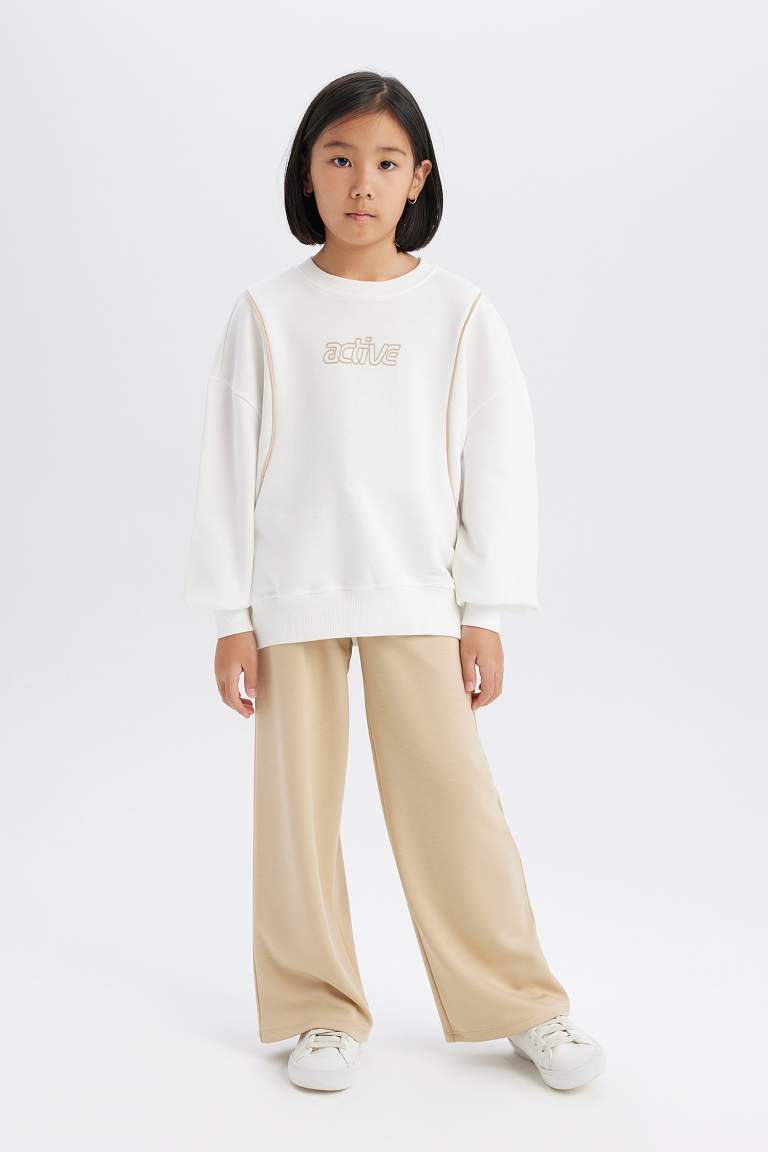 Sweatshirt oversize imprimé à col rond pour fille