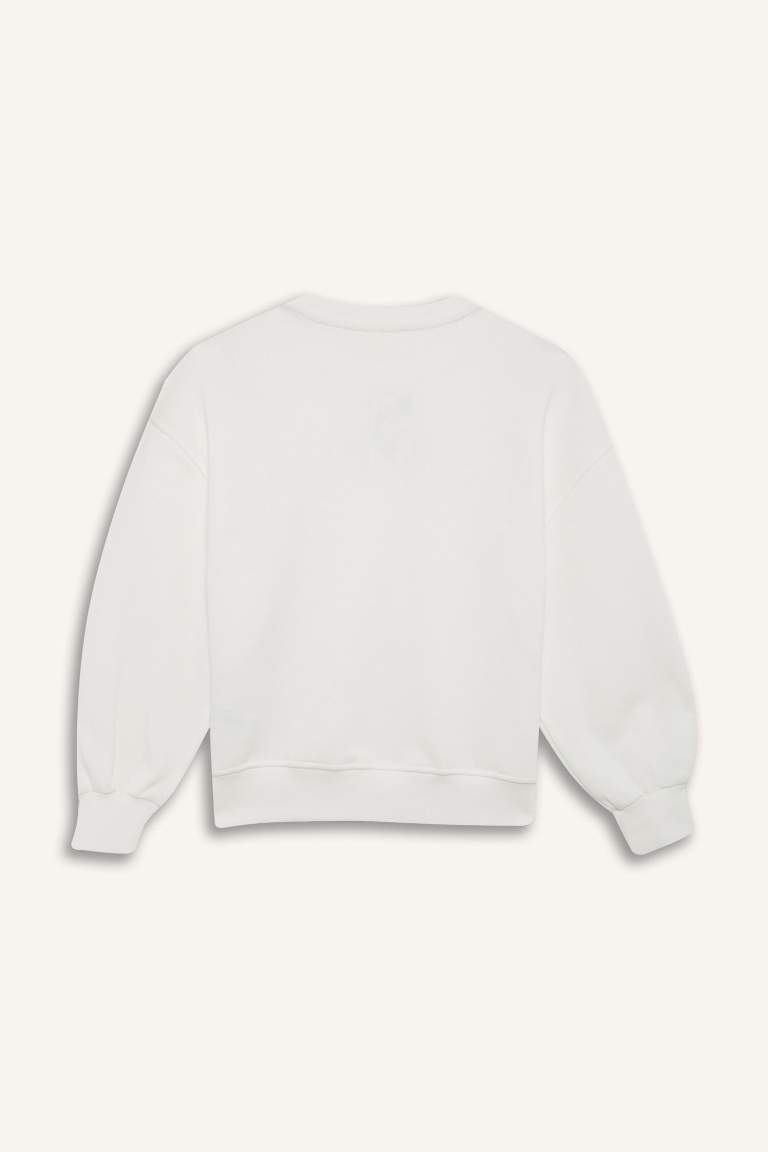 Sweatshirt oversize imprimé à col rond pour fille