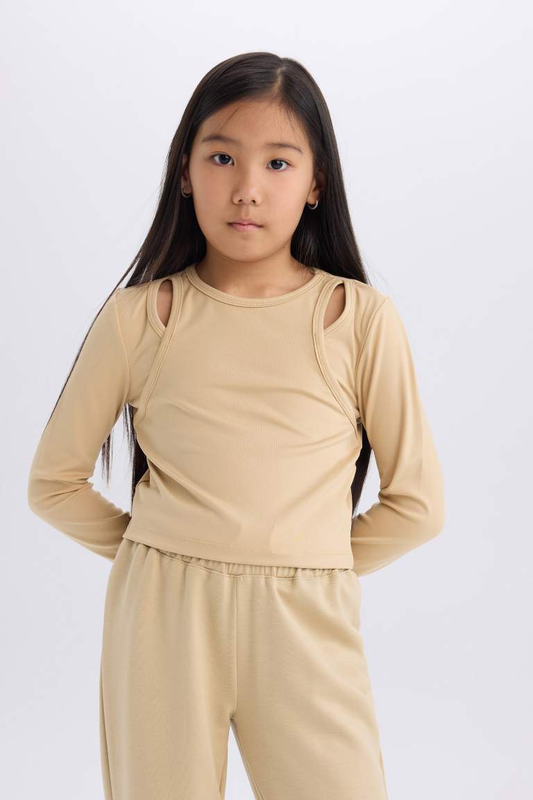 Girl Slim Fit Crew Neck Corduroy Camisole T-Shirt