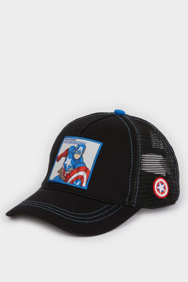 Boy Marvel Avengers Label Printed Cotton Cap