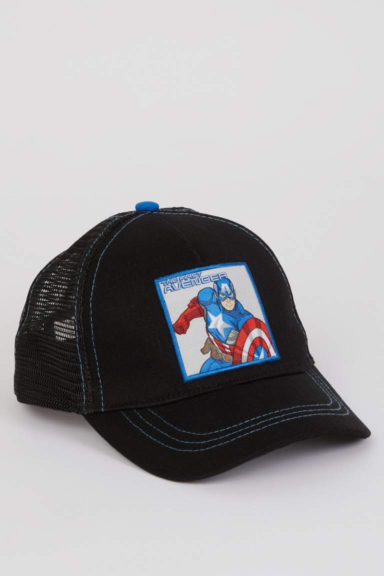 Boy Marvel Avengers Label Printed Cotton Cap