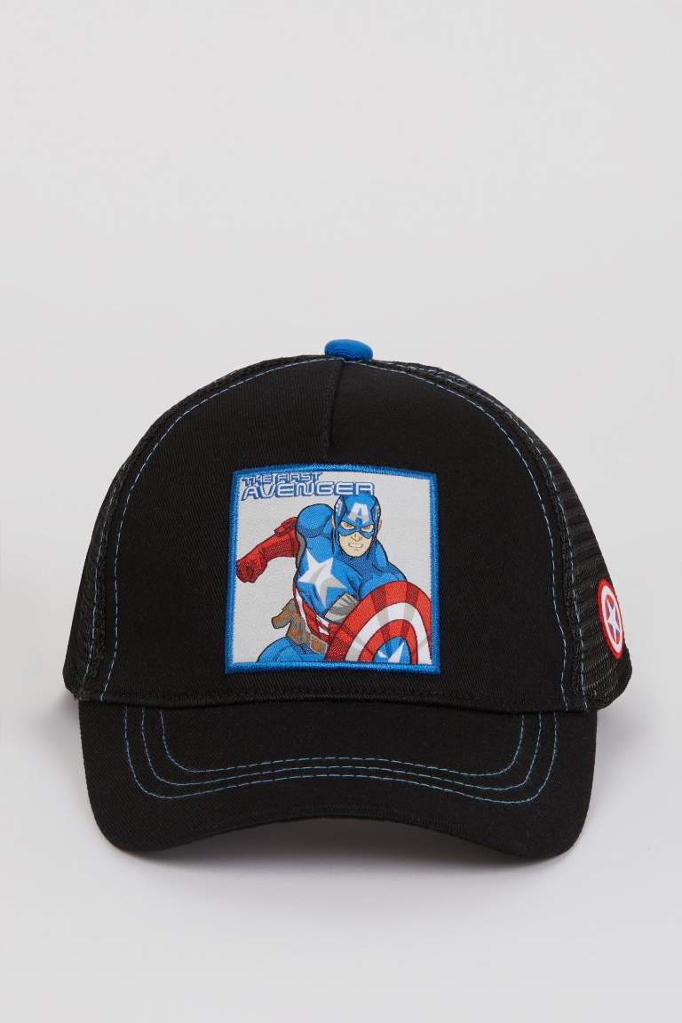 Boy Marvel Avengers Label Printed Cotton Cap