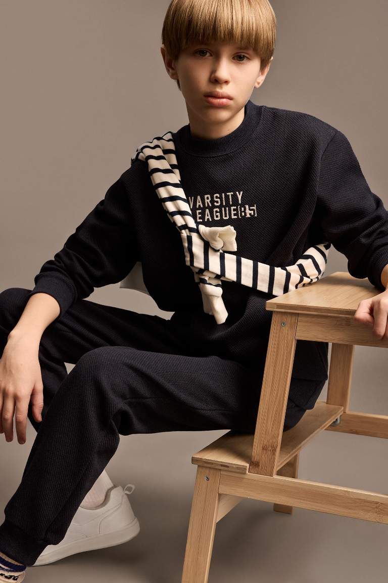 Boy Crew Neck Printed Sweatshirt Sweatpants 2 Piece Set