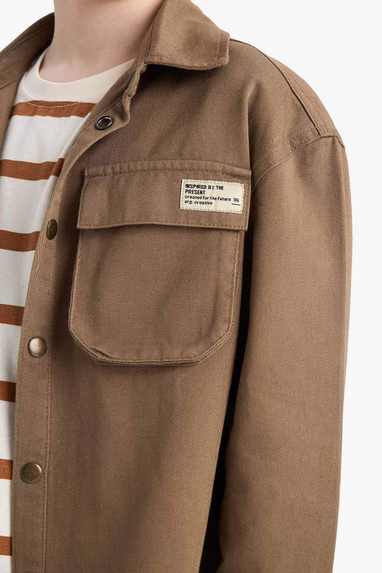 Chemise oversize en gabardine à manches longues pour garçon