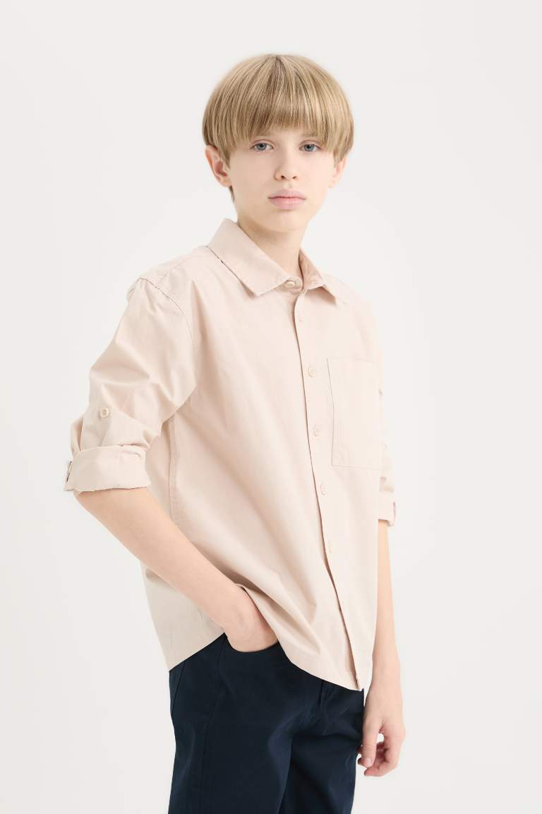 Boy Oversize Fit Polo Collar Parachute Shirt