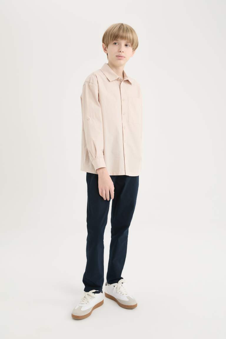 Boy Oversize Fit Polo Collar Parachute Shirt