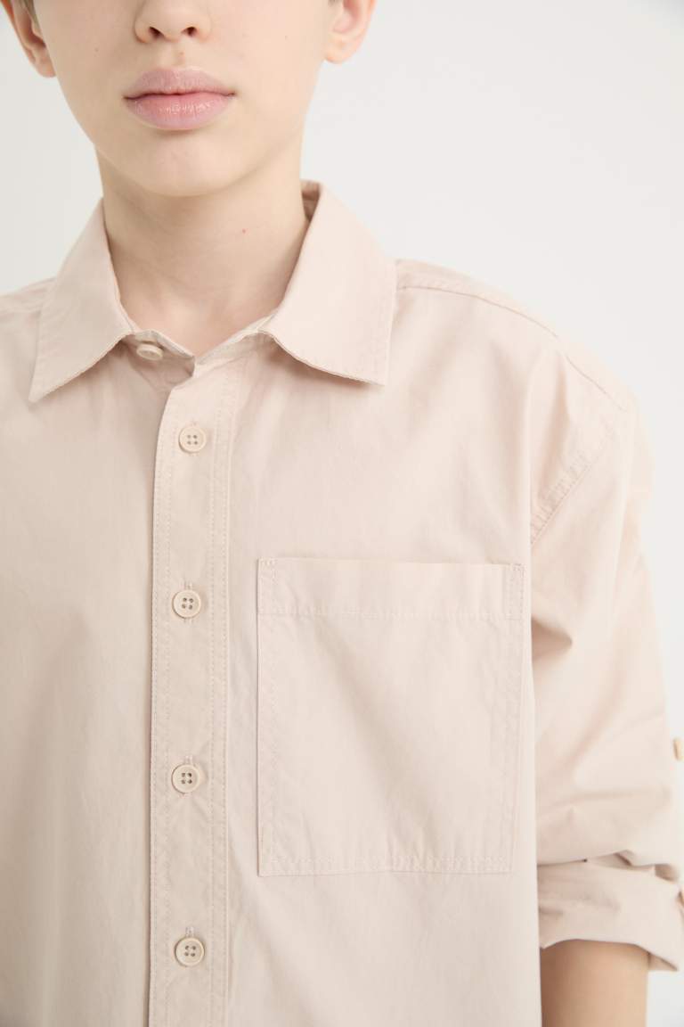 Boy Oversize Fit Polo Collar Parachute Shirt