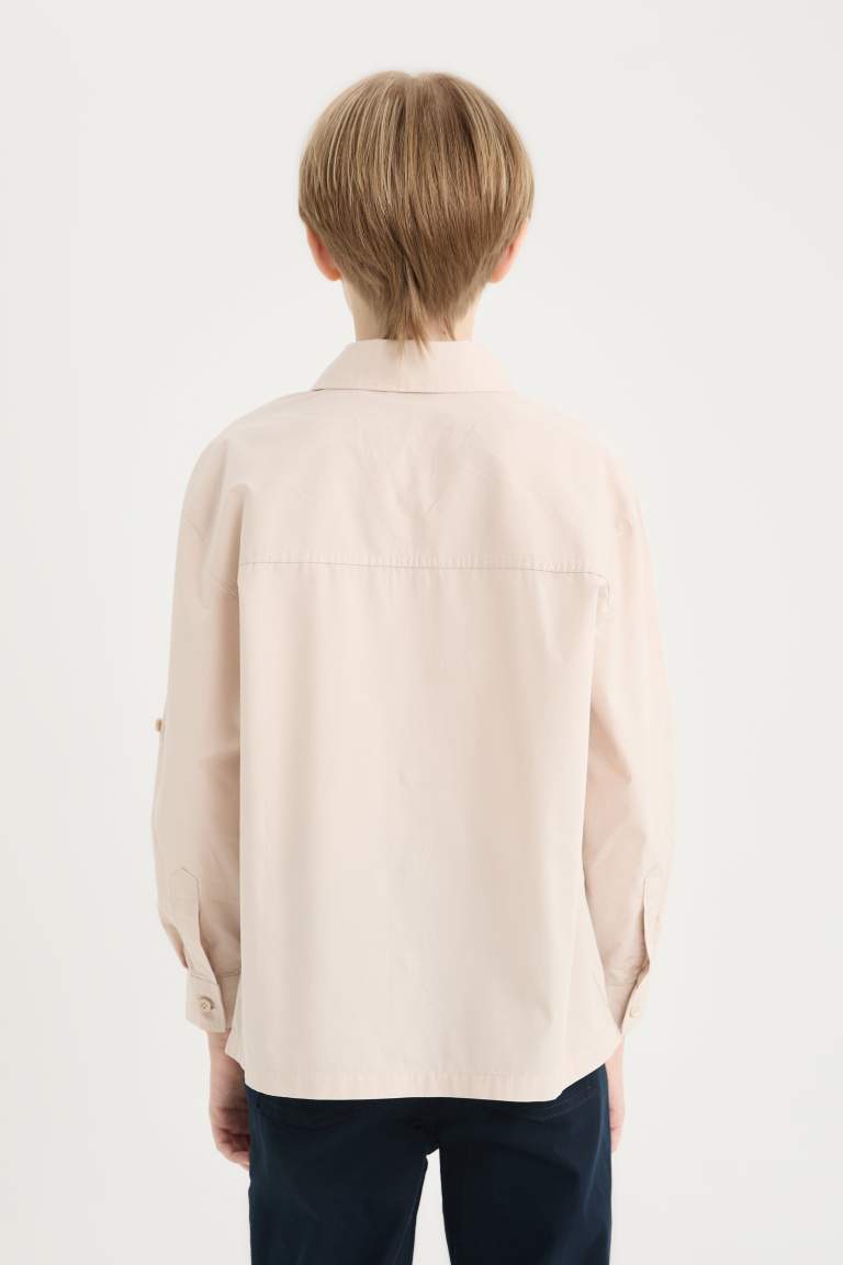 Boy Oversize Fit Polo Collar Parachute Shirt