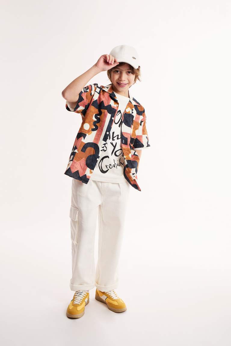 Boy Oversize Fit Patterned Shirt