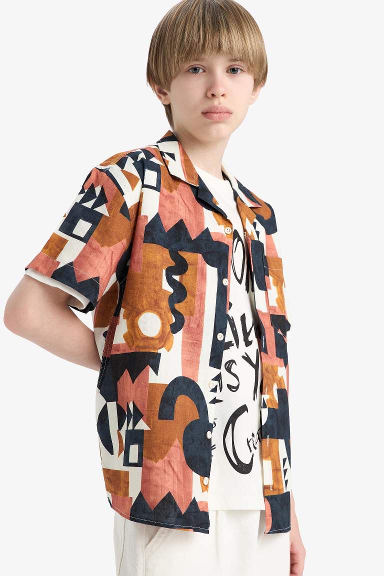 Boy Oversize Fit Patterned Shirt