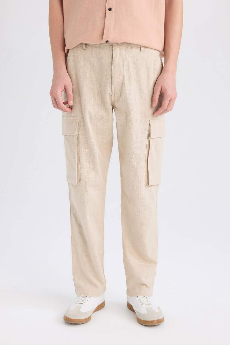 Relax Fit Regular Hem Zipper Cotton Trousers